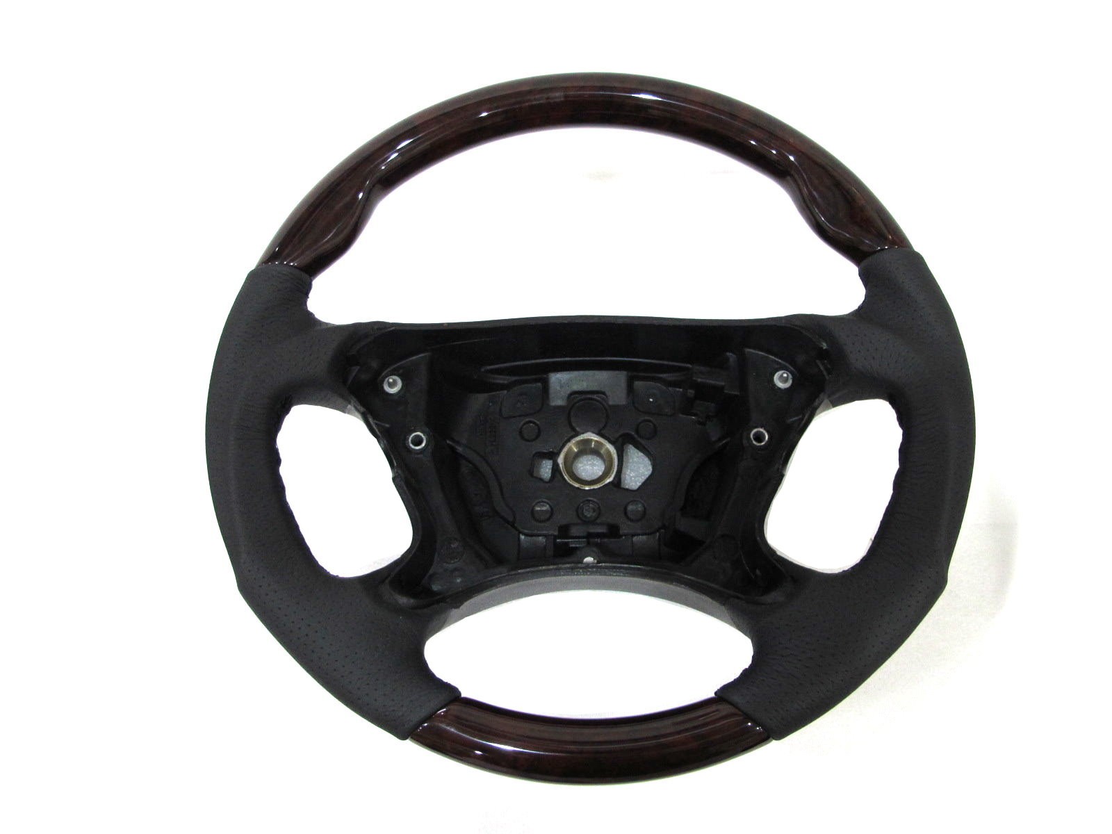 CrazyTheGod W211/S211 2007-2009 FACELIFTED STEERING WHEEL SPORT Walnut-Elegance WOOD BLACK Leather for Mercedes-Benz