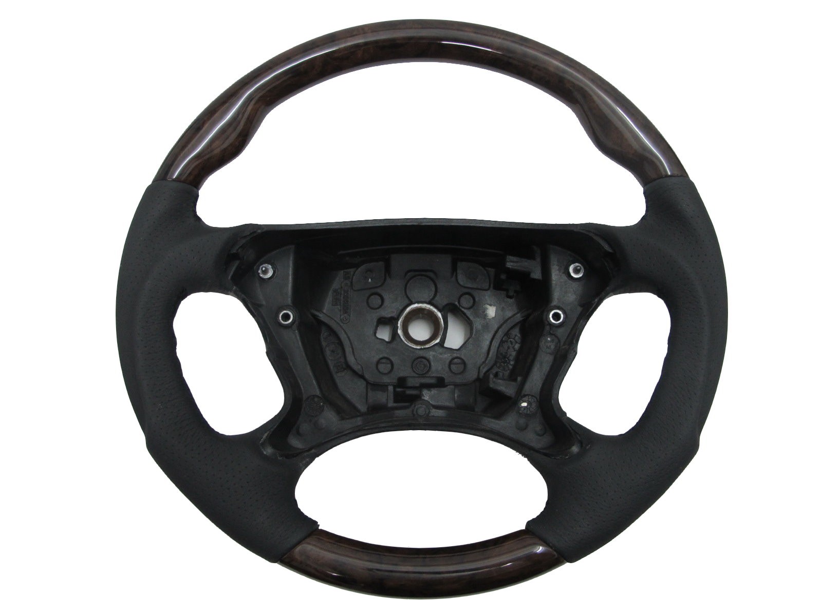 CrazyTheGod R230 2002-2006 PRE-FACELIFT STEERING WHEEL SPORT Walnut-Classic WOOD BLACK Leather for Mercedes-Benz
