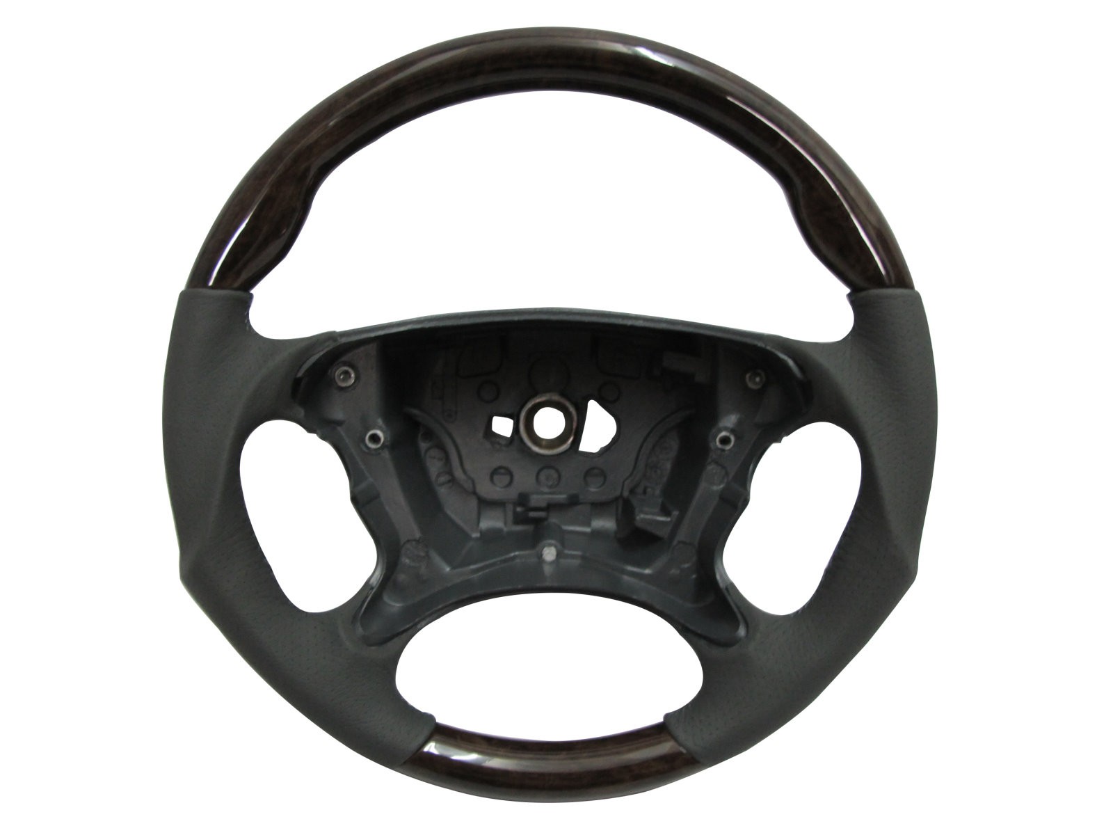 CrazyTheGod R230 2002-2006 PRE-FACELIFT STEERING WHEEL SPORT Walnut-Elegance WOOD GRAY Leather V1 for Mercedes-Benz