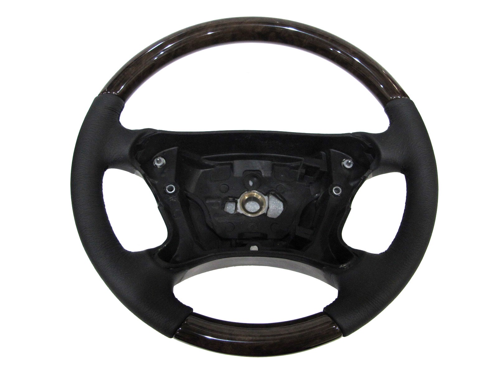 CrazyTheGod W211/S211 2007-2009 FACELIFTED STEERING WHEEL OE Walnut-Classic WOOD BLACK Leather for Mercedes-Benz