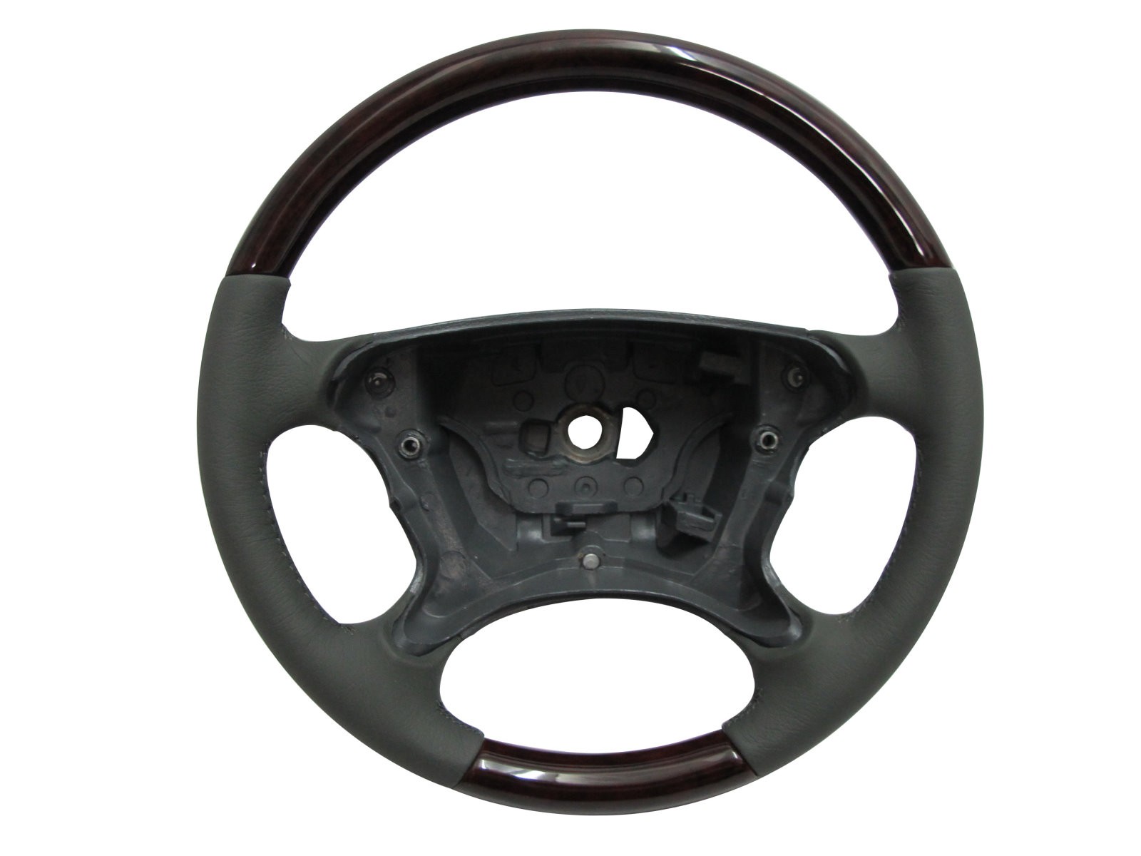 CrazyTheGod W211/S211 2007-2009 FACELIFTED STEERING WHEEL OE Walnut-Elegance WOOD GRAY Leather V1 for Mercedes-Benz