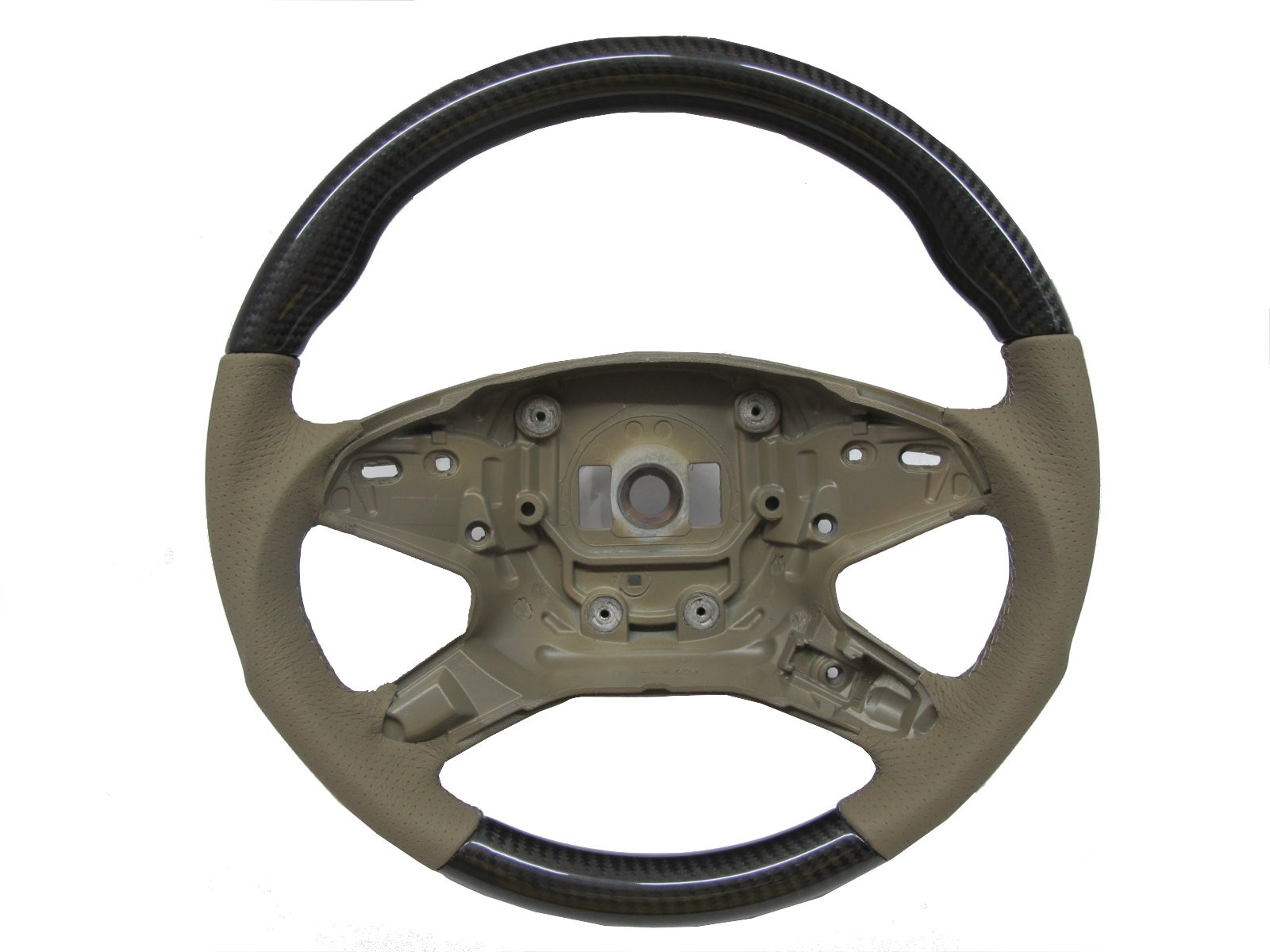 CrazyTheGod W212/S212 2009-2014 -STEERING WHEEL SPORT Carbon-Black WOOD BEIGE Leather for Mercedes-Benz