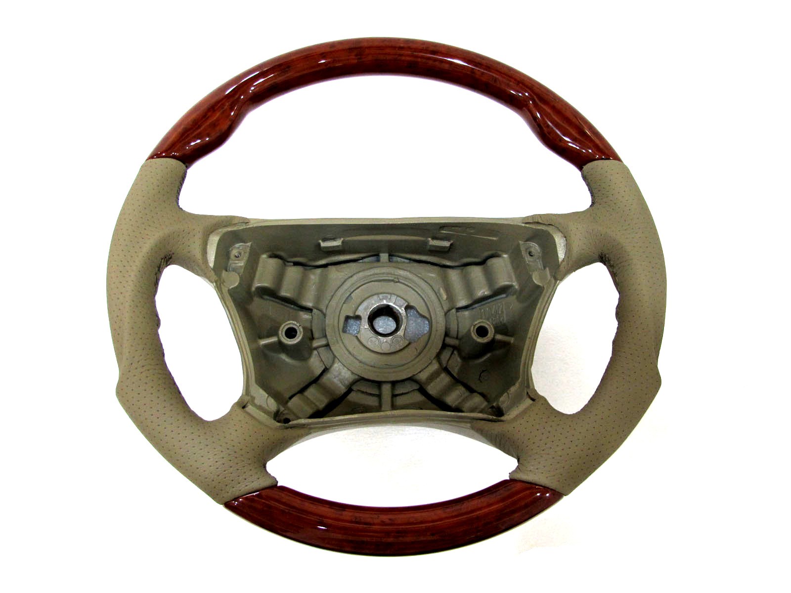 CrazyTheGod W215/C215 2000-2005 -STEERING WHEEL SPORT Light Walnut WOOD BEIGE Leather for Mercedes-Benz