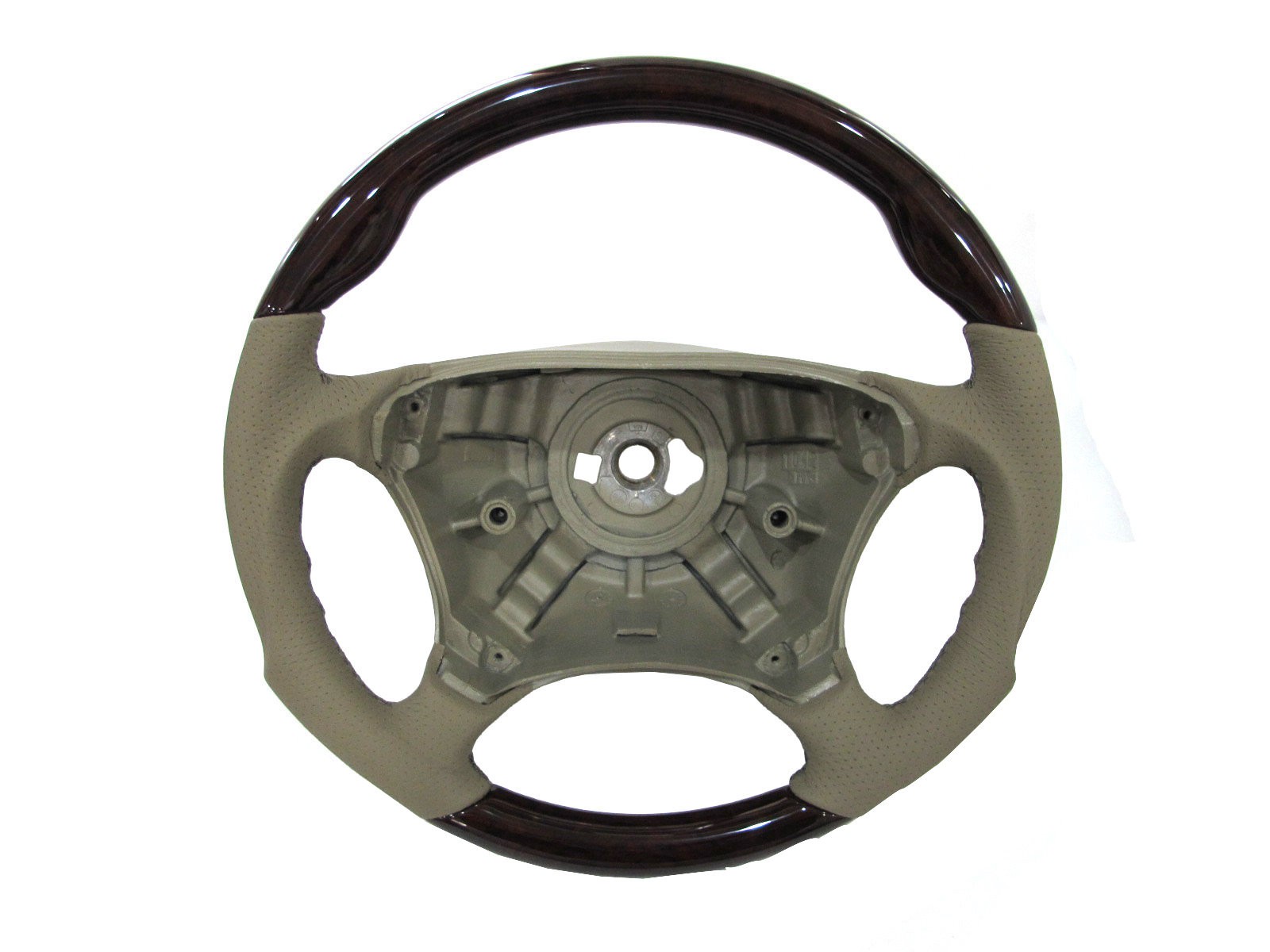 CrazyTheGod W220 1998-2005 -STEERING WHEEL SPORT WALNUT WOOD BEIGE Leather for Mercedes-Benz