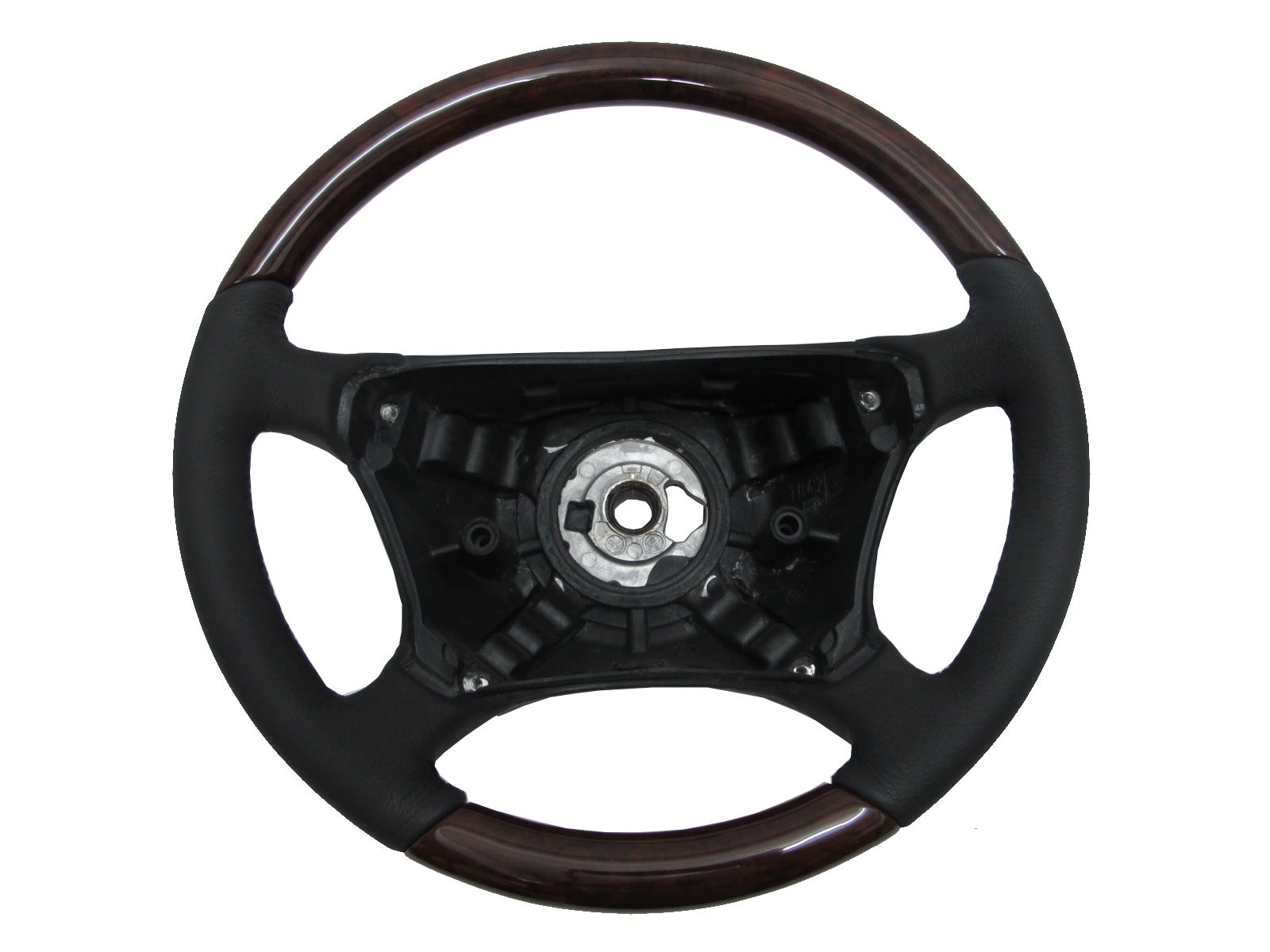 CrazyTheGod W215/C215 2000-2005 -STEERING WHEEL OE WALNUT WOOD BLACK Leather for Mercedes-Benz