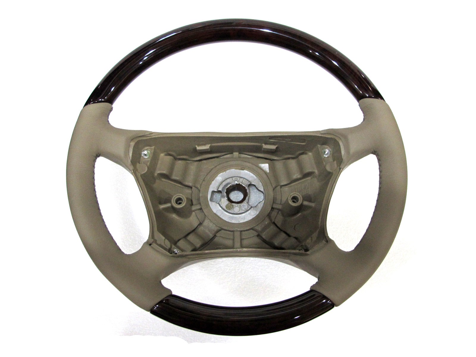 CrazyTheGod W215/C215 2000-2005 -STEERING WHEEL OE WALNUT WOOD BEIGE Leather for Mercedes-Benz