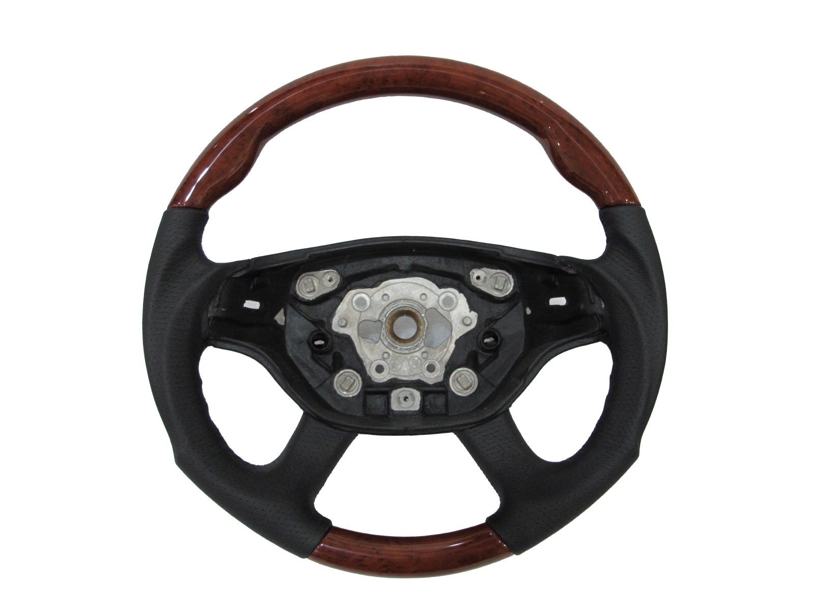 CrazyTheGod W216/C216 2005-2008 PRE-FACELIFT STEERING WHEEL SPORT Light Walnut WOOD BLACK Leather for Mercedes-Benz