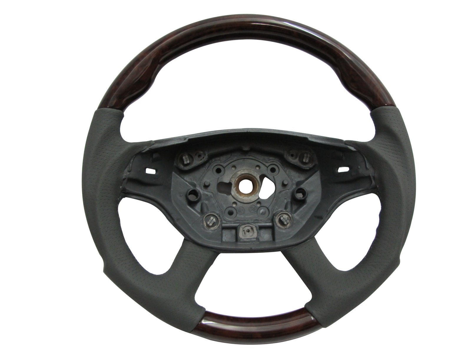 CrazyTheGod W221 2005-2007 PRE-FACELIFT STEERING WHEEL SPORT Walnut WOOD GRAY Leather for Mercedes-Benz