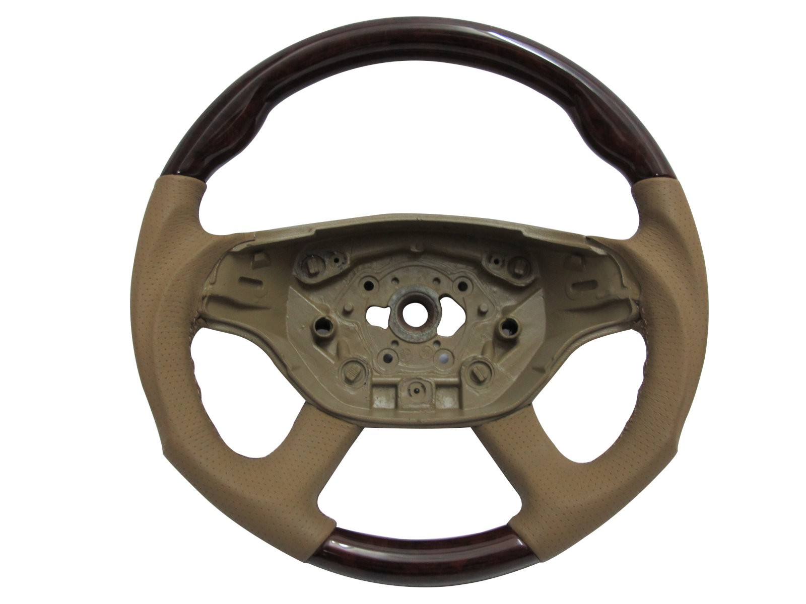CrazyTheGod W216/C216 2005-2008 PRE-FACELIFT STEERING WHEEL SPORT Walnut WOOD Brown Leather for Mercedes-Benz