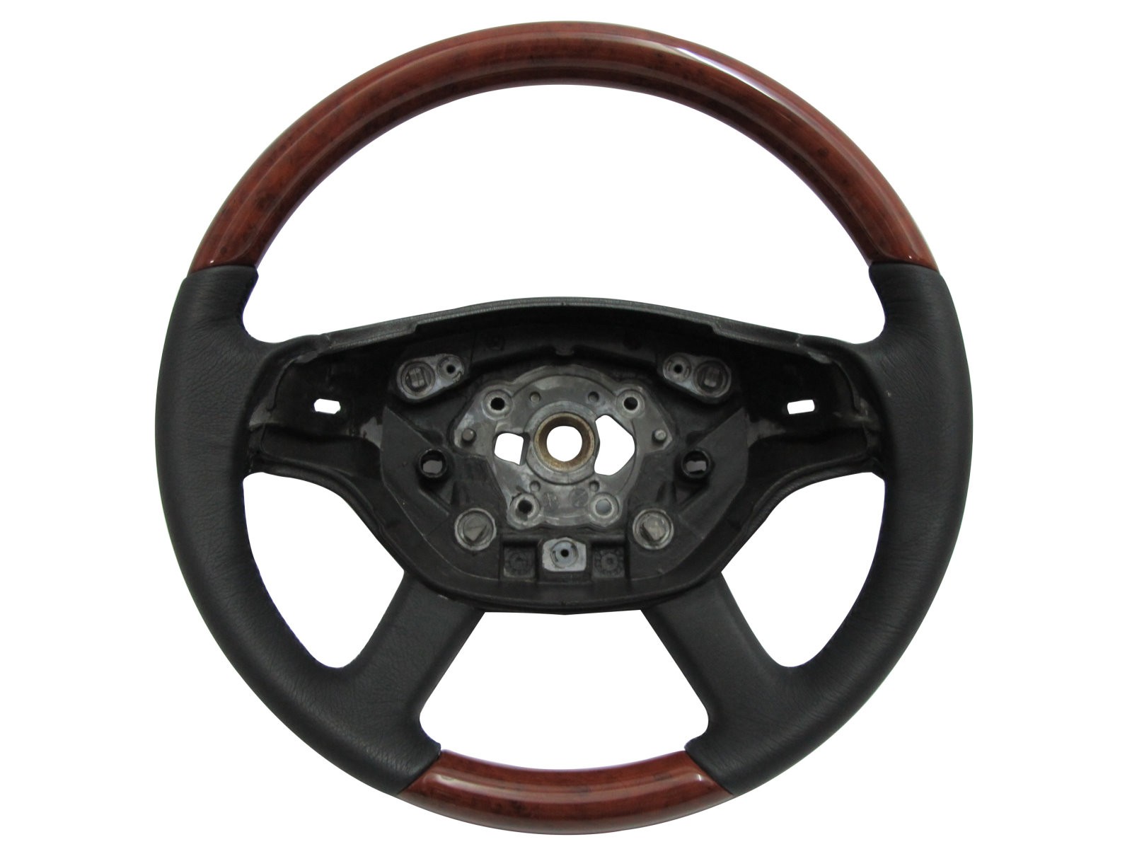 CrazyTheGod W221 2005-2007 PRE-FACELIFT STEERING WHEEL OE Light Walnut WOOD BLACK Leather for Mercedes-Benz