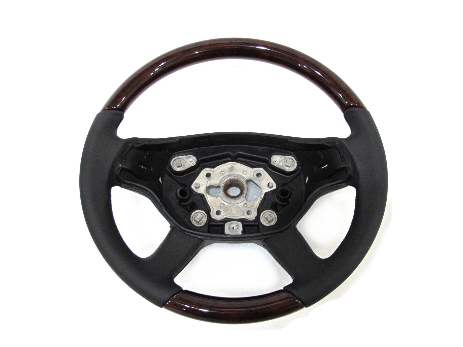 CrazyTheGod W221 2005-2007 PRE-FACELIFT STEERING WHEEL OE Walnut WOOD BLACK Leather for Mercedes-Benz