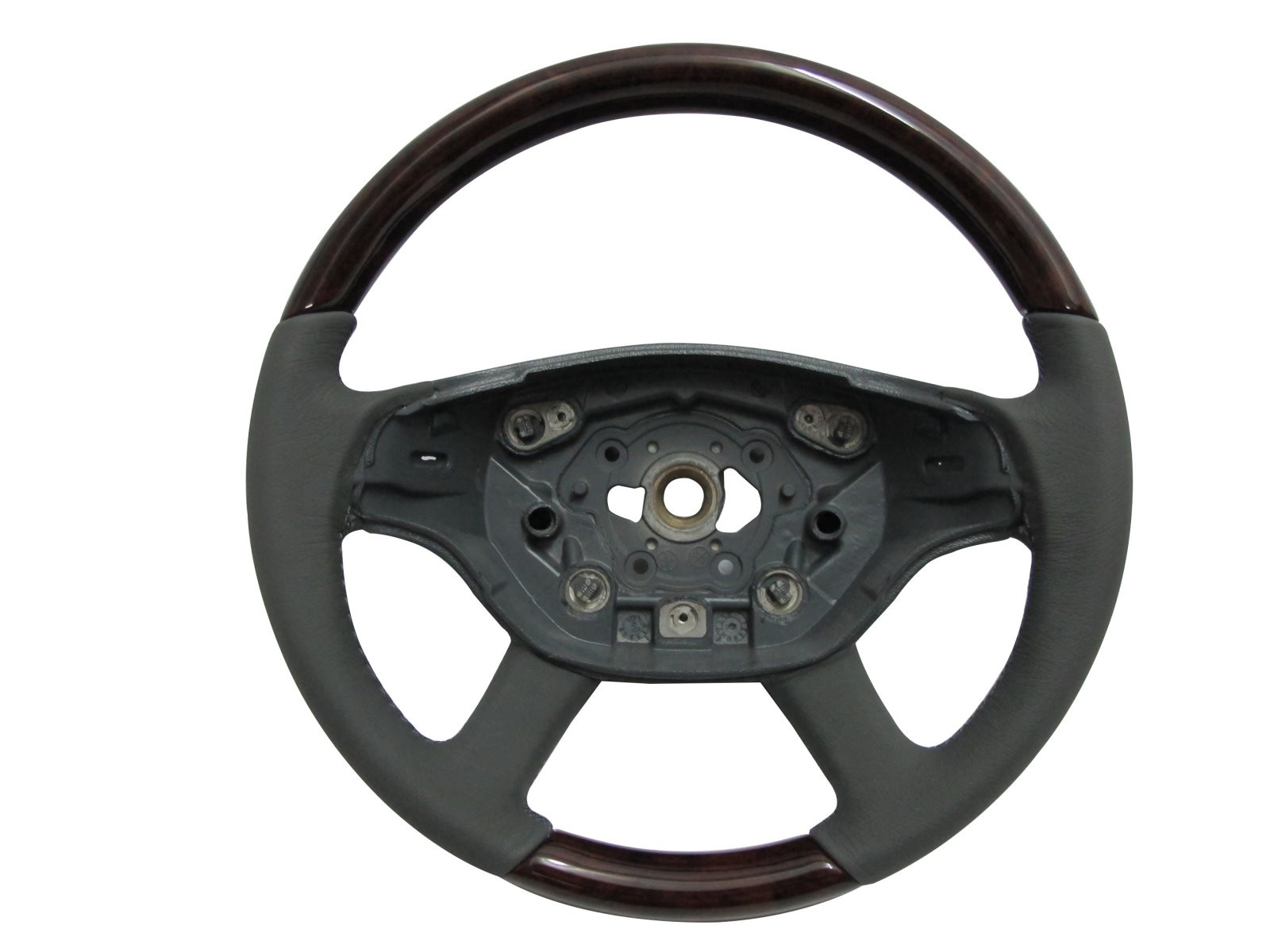 CrazyTheGod W221 2005-2007 PRE-FACELIFT STEERING WHEEL OE Walnut WOOD GRAY Leather for Mercedes-Benz