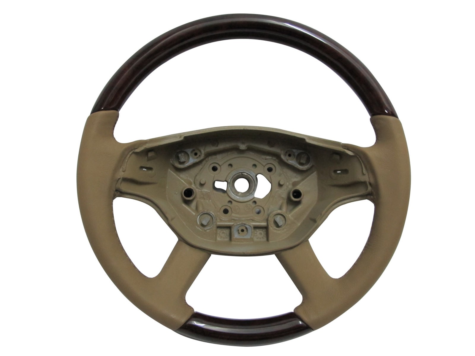 CrazyTheGod W216/C216 2005-2008 PRE-FACELIFT STEERING WHEEL OE Walnut WOOD Brown Leather for Mercedes-Benz