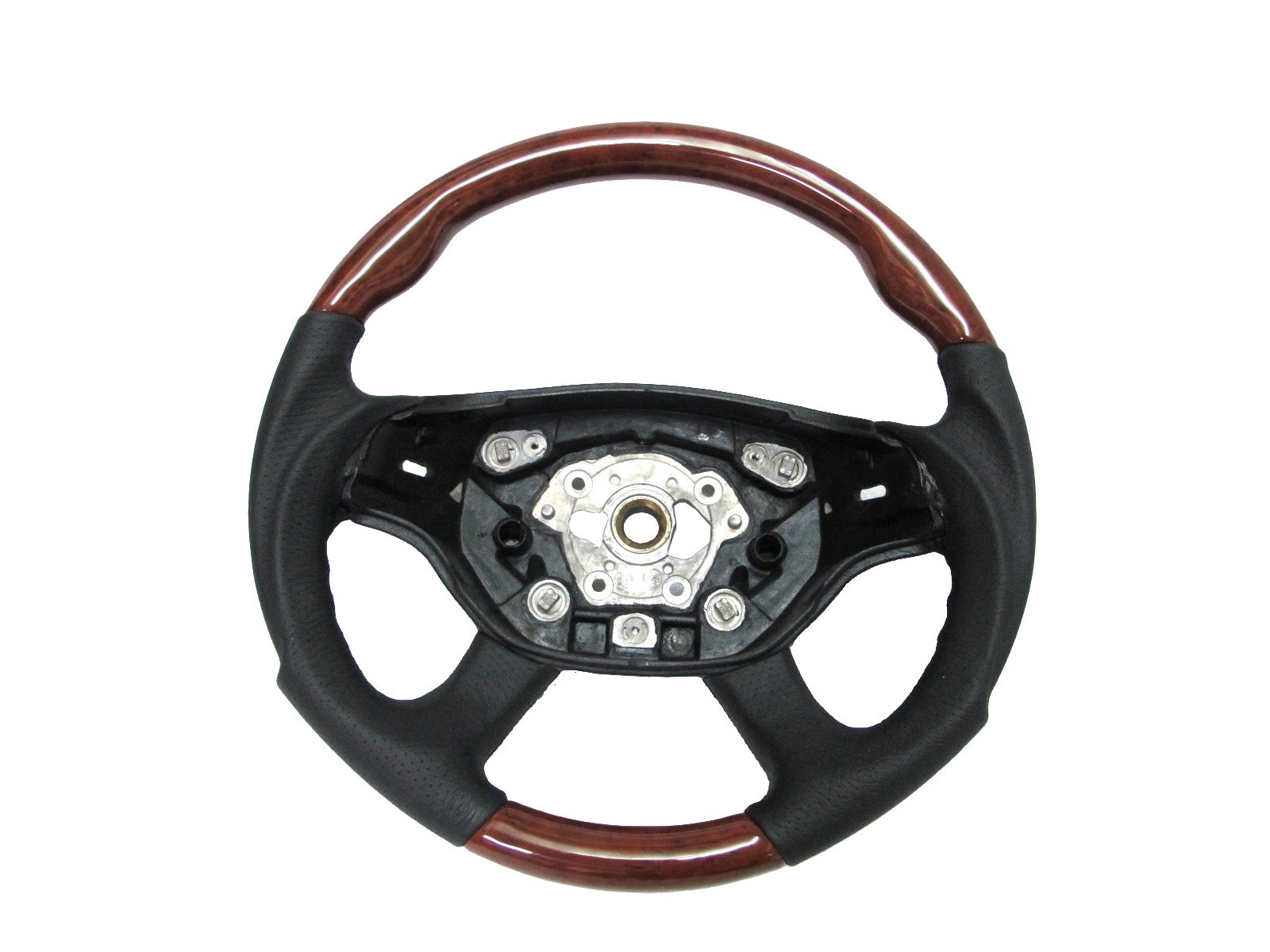 CrazyTheGod W216/C216 2008-2009 FACELIFTED STEERING WHEEL SPORT Light Walnut WOOD BLACK Leather for Mercedes-Benz