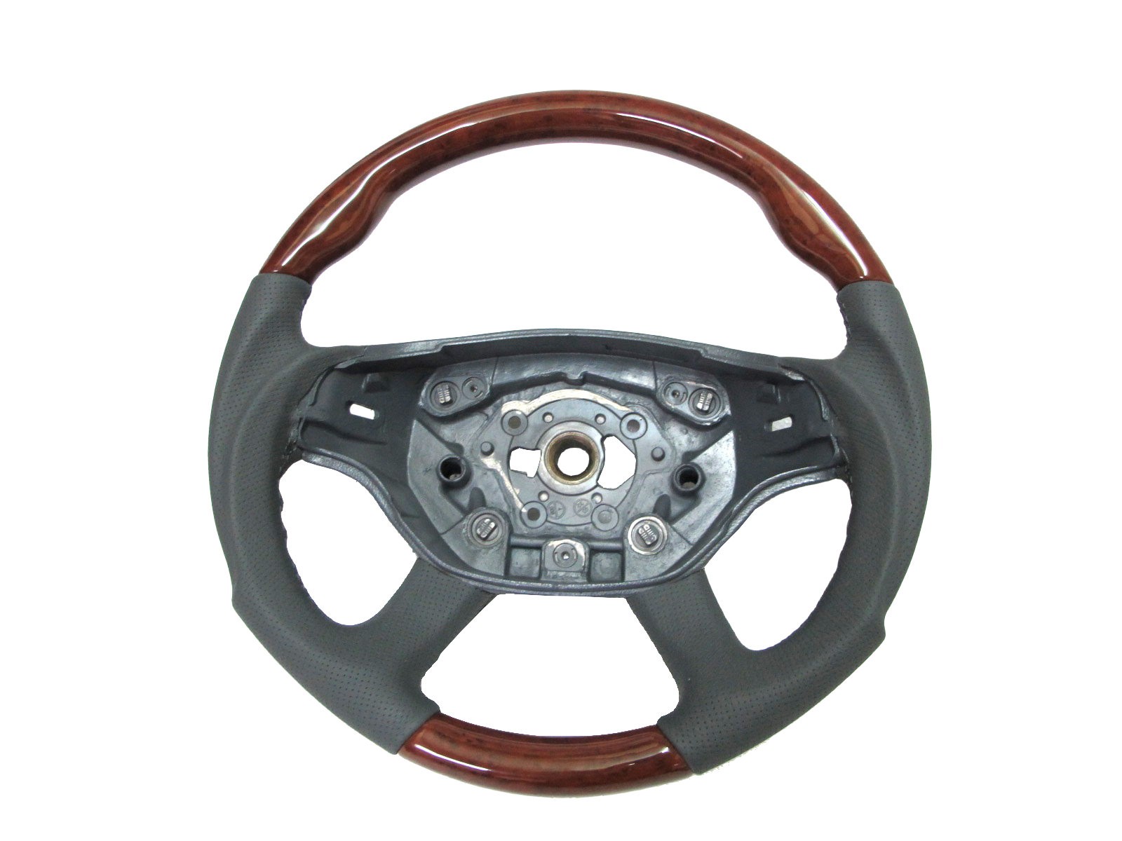 CrazyTheGod W216/C216 2008-2009 FACELIFTED STEERING WHEEL SPORT Light Walnut WOOD GRAY Leather for Mercedes-Benz