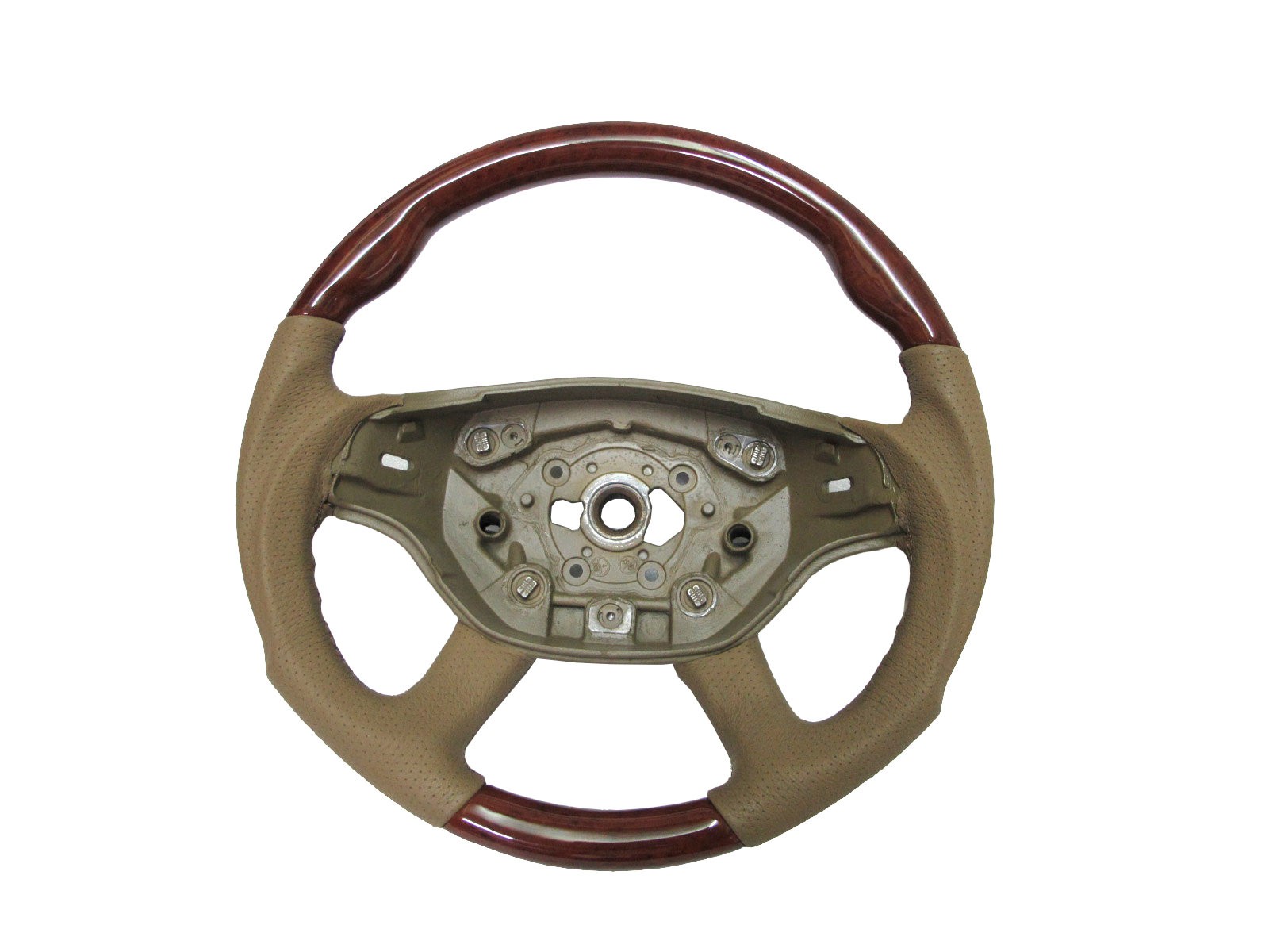 CrazyTheGod W221 2008-2009 FACELIFTED STEERING WHEEL SPORT Light Walnut WOOD Brown Leather for Mercedes-Benz