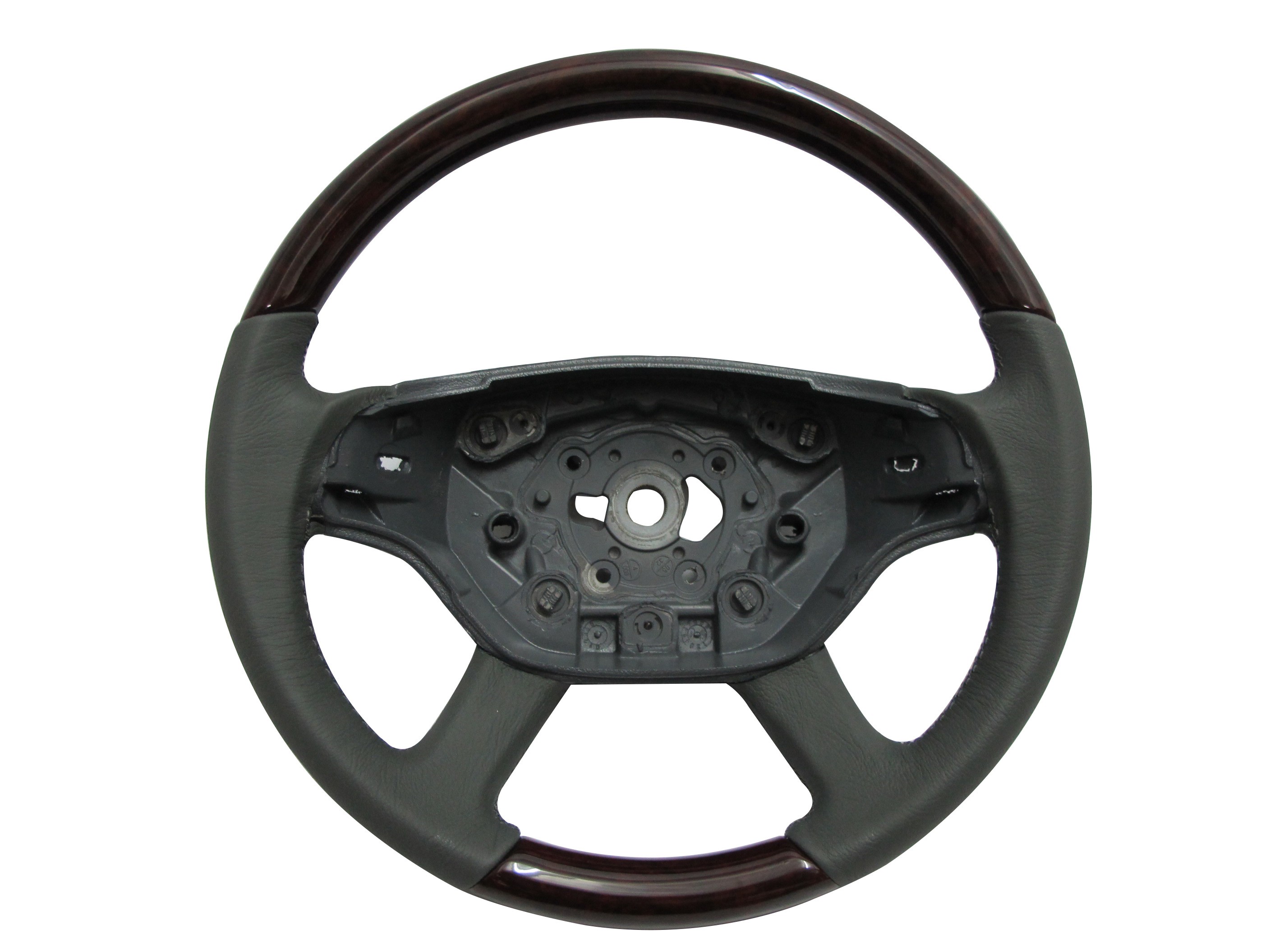 CrazyTheGod W221 2008-2009 FACELIFTED STEERING WHEEL OE Walnut WOOD GRAY Leather for Mercedes-Benz