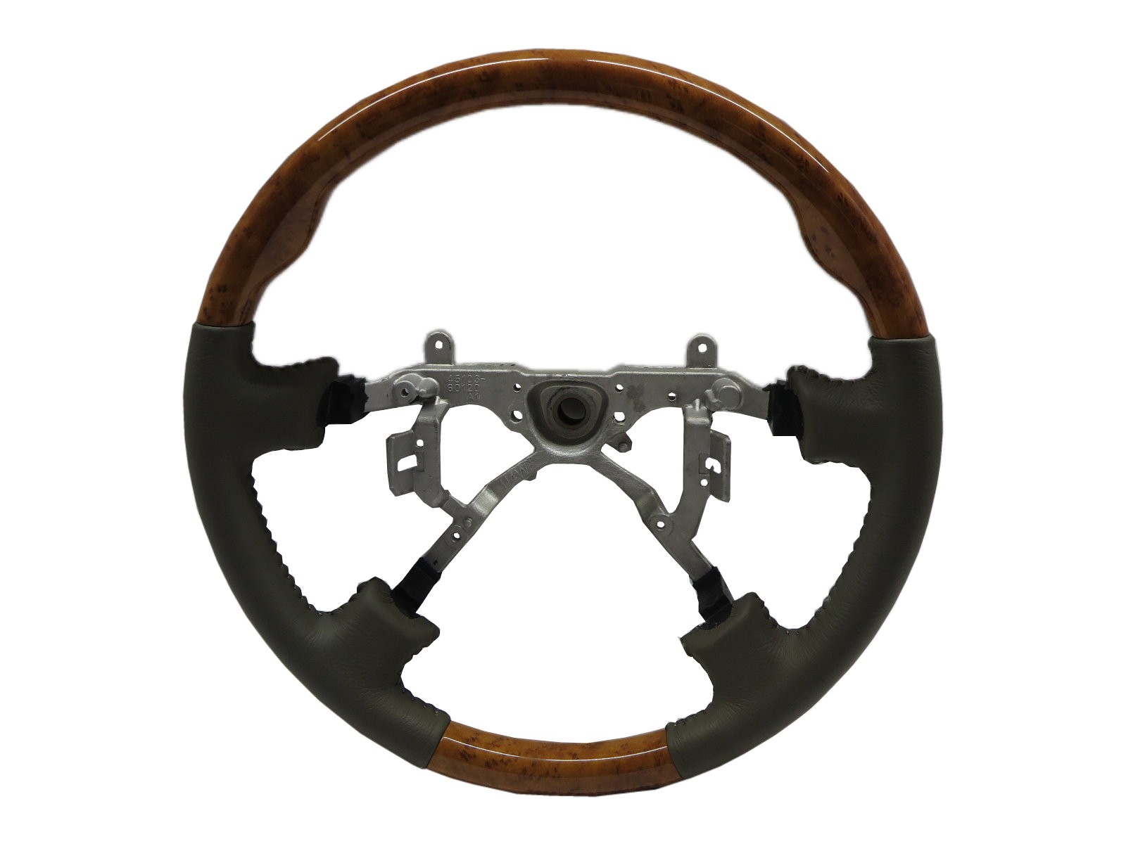 CrazyTheGod LAND CRUISER 100 1998-2002 STEERING WHEEL SPORT CLASSIC WOOD BEIGE Leather V2 for TOYOTA