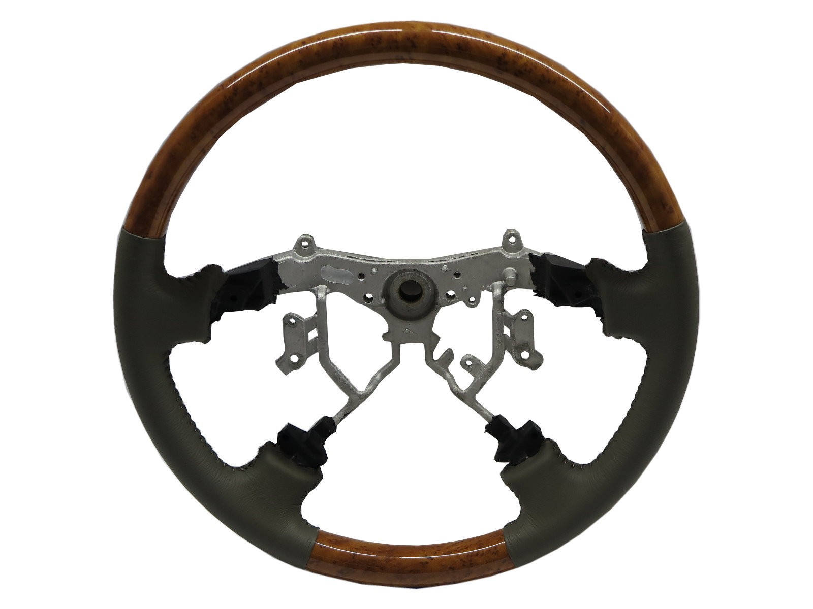 CrazyTheGod LAND CRUISER 100 2003-2007 STEERING WHEEL OE CAYENNE WOOD BEIGE Leather V2 for TOYOTA