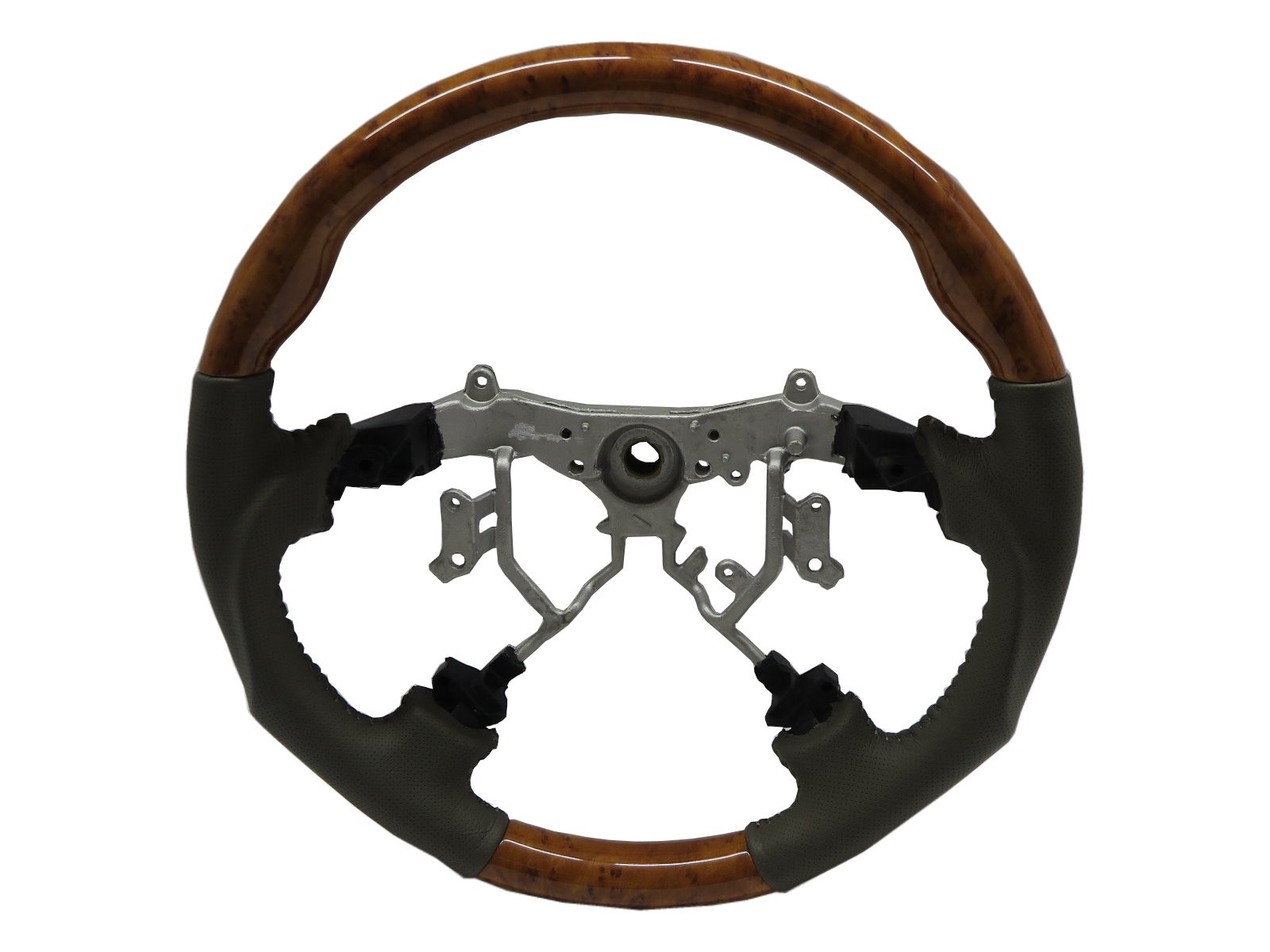 CrazyTheGod LAND CRUISER PRADO 120 2003-2009 STEERING WHEEL CAYENNE WOOD BEIGE Leather V3 for TOYOTA