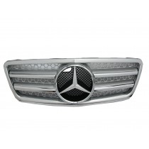 CrazyTheGod W210 2000-2002 Faceliftd GRILLE/GRILL 2FIN CHROME/SILVER for Mercedes-Benz