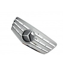 CrazyTheGod E-CLASS W211/S211 2007-2009 FACELIFT Sedan/Wagon 4D/5D 4FIN GRILLE/GRILL CHROME/SILVER V1 for Mercedes-Benz