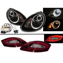 CrazyTheGod BOXSTER 987 MK2 05-08 PRE-FACELIFT Roadster Cotton Angel-Eye HID Headlight Assembly + LED Tail Lights V2 for PORSCHE LHD