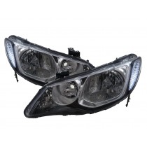 CrazyTheGod CSX 2006-2011 Sedan 4D Clear Headlight Headlamp Black for ACURA LHD