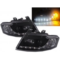 CrazyTheGod A4/S4 2002-2005 B6 CABRIOLET 8H Projector Headlight LED DRL R8Look BLACK for AUDI RHD