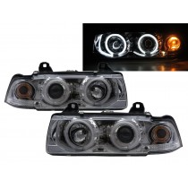 CrazyTheGod 3-Series E36 1990-1998 Sedan/Touring 4D/5D CCFL Projector Headlight Headlamp Chrome US for BMW LHD