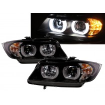 CrazyTheGod 3-Series E90/E91 Fifth generation 2005-2008 PRE-FACELIFT Sedan/Wagon 4D/5D 3D Angel Eye Projector HID Headlight Headlamp Black for BMW LHD