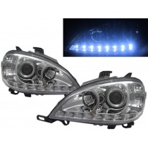 CrazyTheGod M-CLASS W163 1998-2001 PRE-FACELIFT SUV 5D LED Bar Projector Headlight Headlamp Chrome for Mercedes-Benz LHD