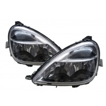 CrazyTheGod A-CLASS W168 First generation 2001-2004 Hatchback 5D Clear Headlight Headlamp Chrome V2 for Mercedes-Benz LHD