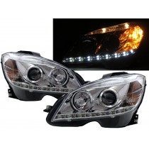 CrazyTheGod C-CLASS W204 2008-2011 PRE-FACELIFT Sedan 4D Headlight Headlamp Halogen H7 W/O MOTOR CHROME for Mercedes-Benz RHD