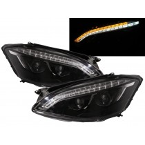 CrazyTheGod S-CLASS W221 2006-2009 PRE-FACELIFT Sedan 4D LED Bar Projector AFS D1S Headlight Headlamp Black V2 for Mercedes-Benz LHD