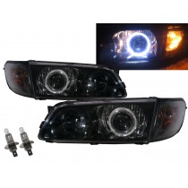 CrazyTheGod H200 A1 First generation 1997-2004 Pre-Facelift Minibus/VAN 2D/4D Guide LED Angel-Eye Projector W/ Corner Lamp Headlight Headlamp Black for HYUNDAI RHD