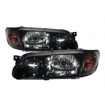 CrazyTheGod Libero A1 First generation 1997-2004 Pre-Facelift Pickup 2D Clear W/ Corner Lamp Headlight Headlamp Black for HYUNDAI LHD