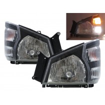 CrazyTheGod ELF 600P N-SERIES NPR NKR NHR 2004-Present Truck 2D Clear W/ Corner Lamp Headlight Headlamp Black for ISUZU LHD