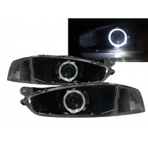 CrazyTheGod Colt 1995-2002 Hatchback/Coupe 2D/3D Guide LED Angel-Eye Projector Headlight Headlamp Black for Mitsubishi RHD