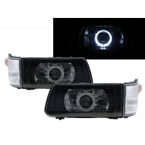 CrazyTheGod Express SF/SG/SH/SJ 1999-present VAN 4D Guide LED Angel-Eye Projector W/ Corner Lamp Headlight Headlamp Black for Mitsubishi RHD