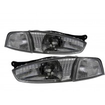 CrazyTheGod Lancer 07/96-07/98 Coupe 2D Clear Headlight Headlamp Chrome for Mitsubishi LHD