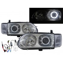 CrazyTheGod Space Gear L400 Fourth generation 1998-2007 Minibus/VAN/Pickup 2D/4D Guide LED Angel-Eye HID W/ Corner Lamp Headlight Headlamp Chrome for Mitsubishi RHD