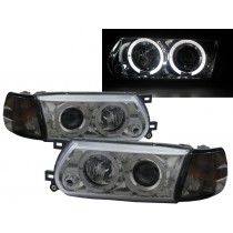 CrazyTheGod Sunny B13 Third generation 1995-2017 Facelift Sedan/Coupe 2D/4D Angel-Eye Projector Headlight Headlamp Chrome V2 for NISSAN LHD