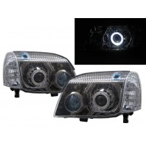 CrazyTheGod X-Trail T30 First generation 2001-2007 SUV 5D Guide LED Angel-Eye Projector W/ Corner Lamp Headlight Headlamp Smoke V2 for NISSAN RHD