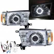 CrazyTheGod Hilux SW4 N180 Third generation 1995-2002 Wagon 5D Guide LED Angel-Eye HID W/ Corner Lamp Headlight Headlamp Chrome for TOYOTA RHD