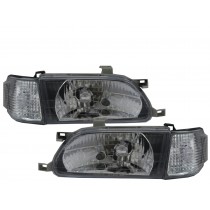 CrazyTheGod TERCEL L50 Fifth generation 1995-1999 PRE-FACELIFT Sedan 4D Clear Headlight Headlamp Black for TOYOTA LHD