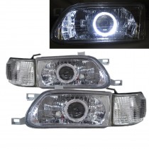 CrazyTheGod Tercel L50 1995-1999 Guide LED Halo Projector Headlight Headlamp CHROME for TOYOTA RHD