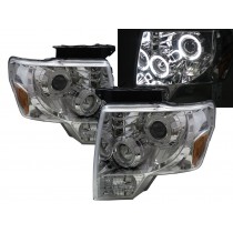 CrazyTheGod F-Series F150 Twelfth generation 2009-2014 Pickup 2D/4D Angel-Eye Projector Headlight Headlamp Chrome for FORD RHD