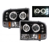 CrazyTheGod F-Series SuperDuty F250/F350/F450/F550 SUPER DUTY First generation 2005-2007 FACELIFT Pickup Truck/Ute/Bakkie 2D/4D Angel-Eye Projector Headlight Headlamp Black V2 for FORD RHD