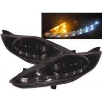 CrazyTheGod FIESTA Sixth generation 2009-2012 PRE-FACELIFT VAN/Sedan/Hatchback 3D/4D/5D Projector LED R8Look Headlight Headlamp Black for FORD LHD